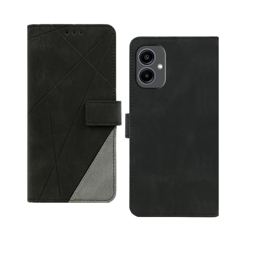 Image of amazon basics Samsung Galaxy A06 5G Flip Cover | Card Pockets Wallet & Stand | Flip Cover for Samsung Galaxy A06 5G (Black with Grey)