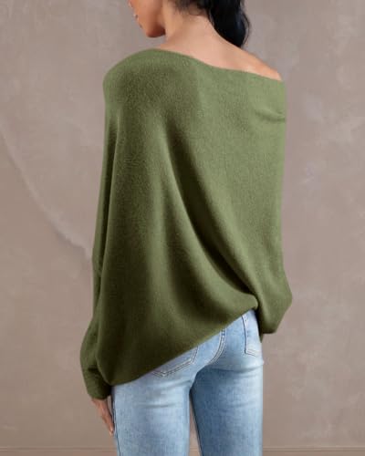 Image of Imily Bela Batwing Boat Neck Sweaters for Women Spring Long Sleeve Soft Knit Loose Baggy Pullover Jumper Top