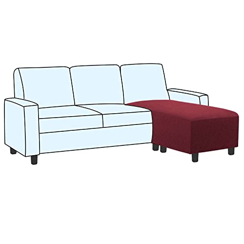 Image of H.VERSAILTEX Ottoman and Sofa Seat Cushion Combined Cover Slipcover Rectangle Sofa Slipcover Fit Length 56'-75' Suitable for L Shaped Seat Cushion Cover or Chaise Part Cover Stretch Thick - Burgundy