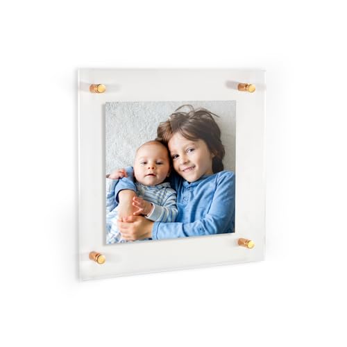 ArtToFrames 26x26 Inch Double Panel Floating Acrylic Picture Frame (Full Frame is 30x30) comes with Gold Standoff Hardware, Made in the USA, 1 Pack