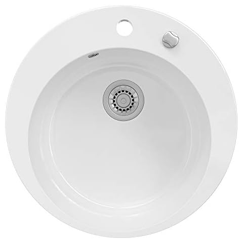 BERGSTRÖM Keramik Spüle VALENCIA beschichtet Küchenspüle Einbauspüle Spülbecken Weiß Cover