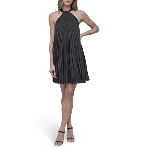 Robe Plissée DKNY sans Manches Col Halter Mini Chic