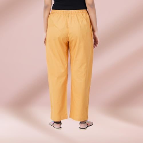 Image of Happy Bunny Parallel Pants for Women 100% Cotton Ankle Length Trousers Regular Fit with Elastic Drawstring Stylish & Pockets Casual Formal Wear for Office & Home