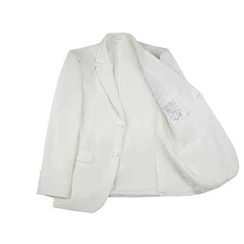 Men's Slim Fit 2 Piece Suit, Two Button Solid Business Wedding Tuxedos Men Blazer Jacket Pants Set With Tie Ivory Xl #TOP4