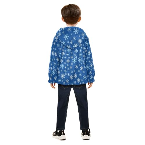 CHIFIGNO Snowflakes Deep Blue Boy Thick Soft Fleece Outerwear Jackets with Polar Fleece Lining 3T4