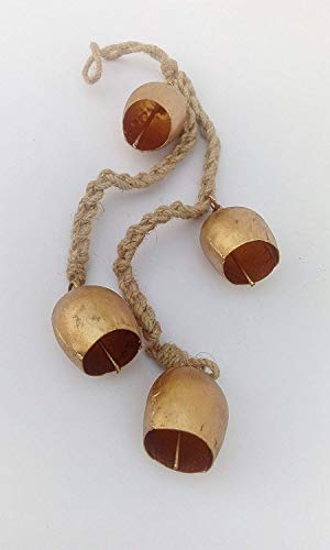 Iron-Wrought-Bell-Chime-Handmade-Brass-Finish-Wall-Hanging-Rope-4-Bell Iron Wrought Bell Chime Handmade Brass Finish Wall Hanging Rope 4 Bell