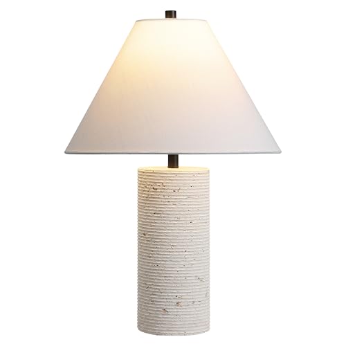 JONATHAN Y Kelsey 22.5" Modern Travertine Column Table Lamp, Beige