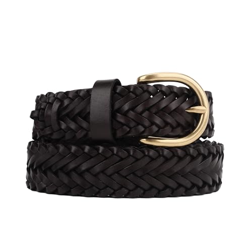 Woven Belts for Women Dresses Jeans Pants 1.2" Trendy Genuine