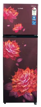 Havells-Lloyd Refrigerator Double Door 262L 3Star Inverter Sakura Red Toughened Glass/3N GLFF273ASRT1PB