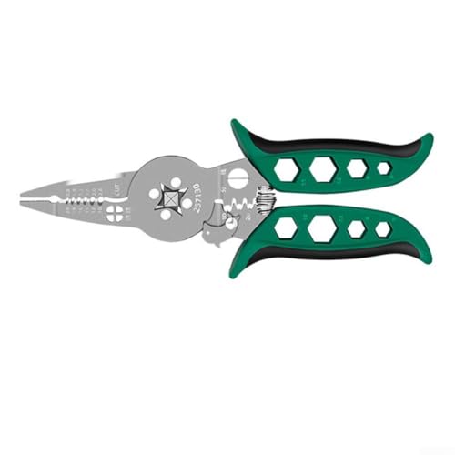 Vasiumic Multi-Functional Chrome Vanadium Steel Wire Stripper and Crimping Tool, Heavy-Duty Cable Cutter with Ergonomic Handle, Wire Winding Holes, Built-In Wrench