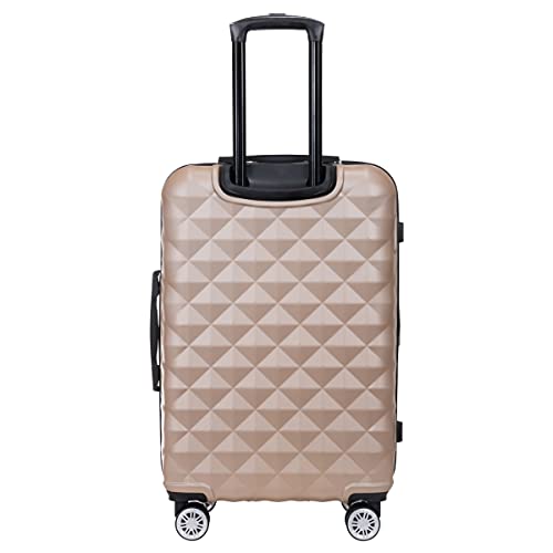 Image of Kenneth Cole REACTION Diamond Tower Collection Lightweight Hardside Expandable 8-Wheel Spinner Travel Luggage, Rose Champagne, 24-Inch Checked