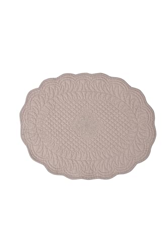 Autrefois Set de Table à L'Unité Boutis Bastidon Ovale Lin 35 * 50 cm, Brodé en Coton, French Style, Shabby Charme