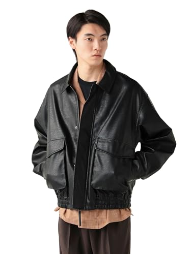 BEAMS HEART 袖レザースタジャン BLK L ビームス(BEAMS) メンズレザー 