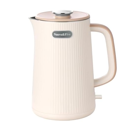 Nueve&Five 1.7L Electric Kettle,Double Wall Electric Tea Kettle,Auto Shut Off,1200W Hot Water Kettle Electric of 304 Stainless Steel-Cream White