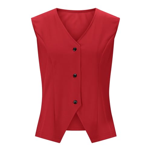 Blazer Vest for Women Summer 2025 Trendy Sleeveless V Neck Button Up Elegant Waistcoat Business Casual Work Suit Tops 5
