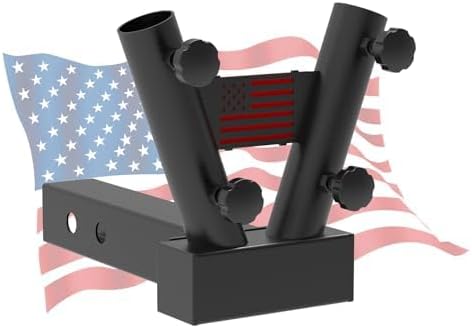 Hitch Flag Pole Holder,Truck Fag Pole Hitch Fits Standard 2 inch Hitch Receivers，Adapter Fit Jeep, RV, Camper, SUV, Pickup, Truck Fag Mount with Anti-Wobble Screw