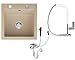 Produktbild Granitspüle 48x50 Hochwertig beidseitig Montierbar Küchenspüle Eckig Einbaugranitspüle Granit Spülbecken f. Unterschränke ab 45 cm inkl.Siphon Set (Beige, SIDE Weiß)