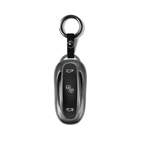 Coque de clé Tesla Model X antichoc en TPU souple gris avec anneau