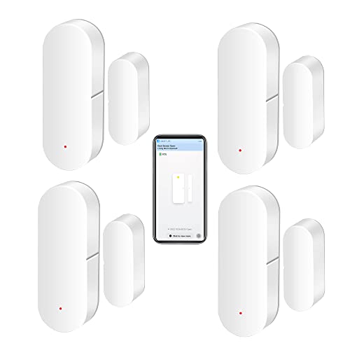 WiFi-Türsensor: Intelligente Tür-Offen-/Geschlossen-Detektoren, drahtlose Fenstersensor-App-Benachrichtigung, Kontaktsensor für die Sicherheit zu Hause, passend für Alexa Google Assistant (4pack)