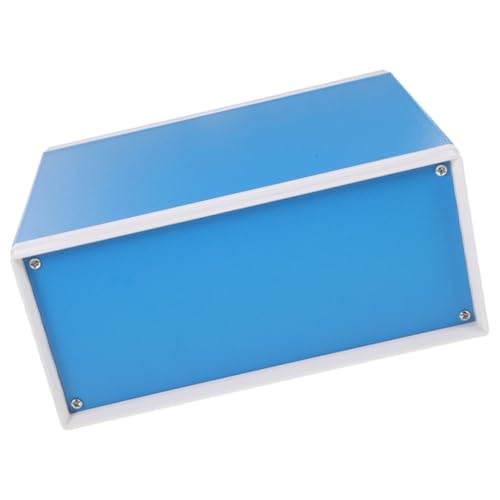 Caja metálica azul para proyectos electrónicos con tornillos