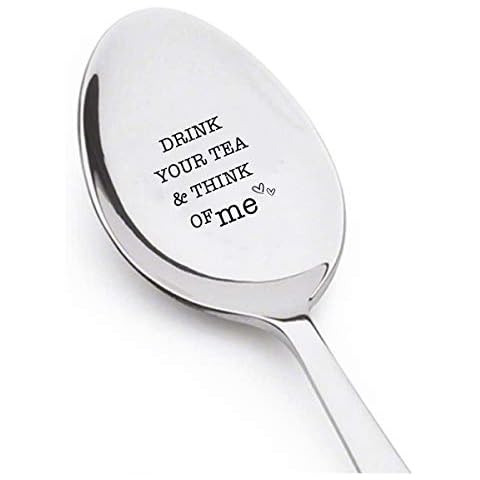 DRINK YOUR TEA AND THINK OF ME Vintage silverplated Teaspoon Gift for couples Gift for her and for him cute mom gift Cover