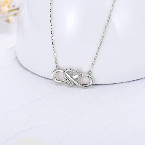 14K Solid Gold Heart Infinity Pendant Necklace for Women, Real Gold Love Jewelry Anniversary Birthday Gifts for Her, Wife, Mom, Girlfriend, 18inch3