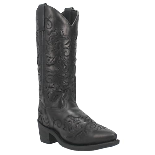 Laredo Black Night Sky Women's 12 inch Leather Snip Toe Western Boots 524502