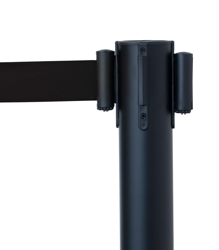 Pack 2 Postes Separadores con Cinta Extensible Catenarias 32cm x 2m Negro