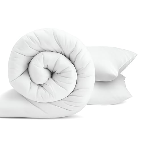 EGYPTO Soft Hollowfibre 15 Tog Duvet Double Size with Jumbo Pillow Set – Anti Allergy Double Quilt - Luxurious Warm Winter Duvets for Home, Hotel & Everyday Use (Double, 15 Tog)