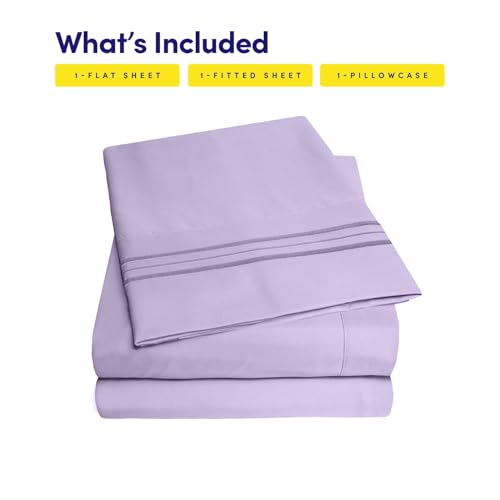 Image of 1500 Supreme Collection Twin XL Sheet Sets Lavender - 3 Piece Bed Sheets and Pillowcase Set for Twin XL Mattress - Extra Soft, Elastic Corner Straps, Deep Pocket Sheets, Twin XL Lavender