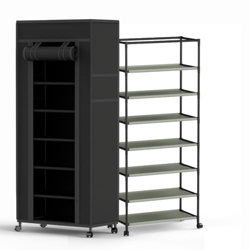 HESTIADA Mueble Zapatero de tela negro estrecho