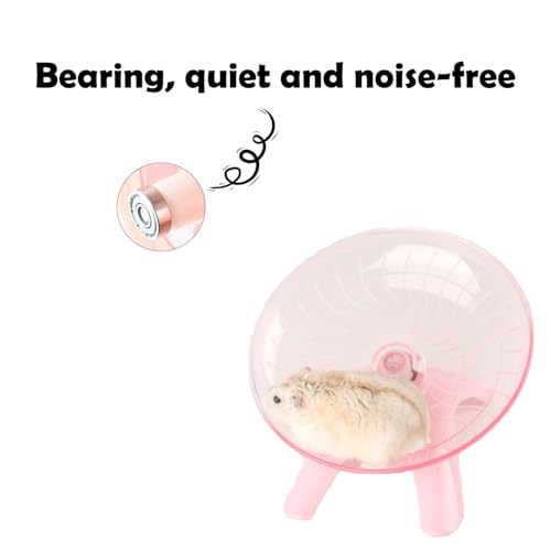 Hamster Fliegende Untertasse, Mute Hamster Fliegende Untertasse, Flying Saucer Hamsterrad Mit Leisem Spinner, Mit Stützrahmen, Transparentes Rad, für Kleine Haustier Mäuse Stressabbau, Rosa