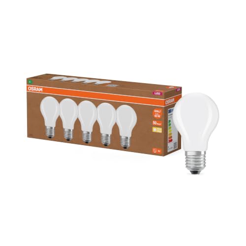 Osram Hocheffiziente LED Lampen mit Energieeffizienz Klasse A, Vorteilspack mit 15 Leuchtmittel, ersetzt herkömmliche 60W Glühbirnen, warmweiß(2700K), E27, mattes Glas