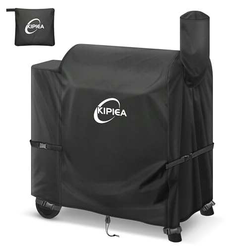 Kipiea 600D Heavy Duty Grill Cover for Traeger Pro 22 & 575 Series Waterproof Wood Pellet Smoker Cover with Windproof Buckles Pellet BBQ Grill Covers for Outside Anti-UV No Tear No Fading
