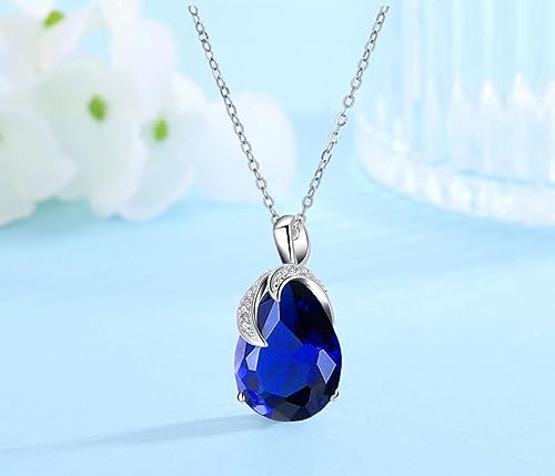 VONSSY Classic Oval Pendant Gemstone Necklace | Crystal Ruby Waterdrop Birthstone Emerald Necklace | 18K Platinum Gold Plated Chain | Jewelry Gift for Mother Wife Girlfriend4