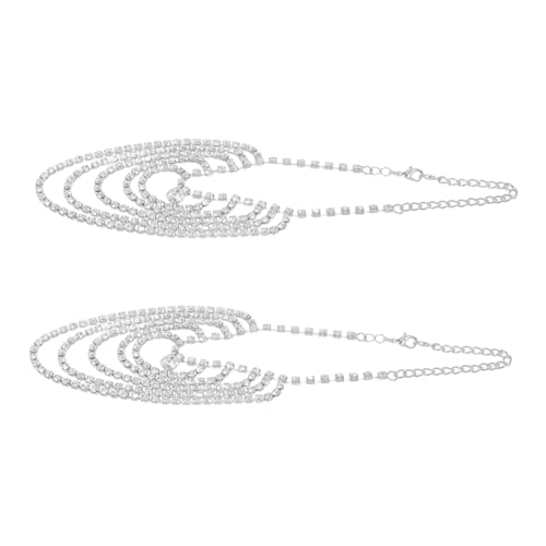 Pulseras de tobillo de mujer FOMIYES calcetín pedrería tobillera plata cristales