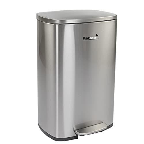MaxxHome Cubo de basura con pedal, acero inoxidable, 63 cm, 50 l Cover