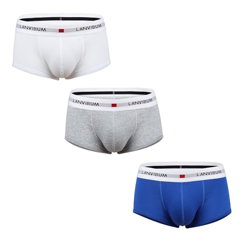 Men's Trunk Underwear High Elasticity Waistband Comfortable Cotton Boxers 3 Pack