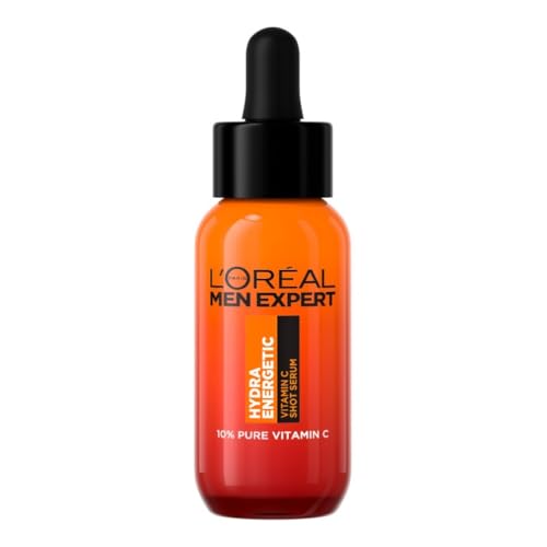 LOréal Men Expert Vitamin C Shot Serum: Pure Vitamin C for Mens Skin. Brightens Smooths and Refreshes Dull & Tired Skin. Non-greasy Non-sticky even on beards. 30ml