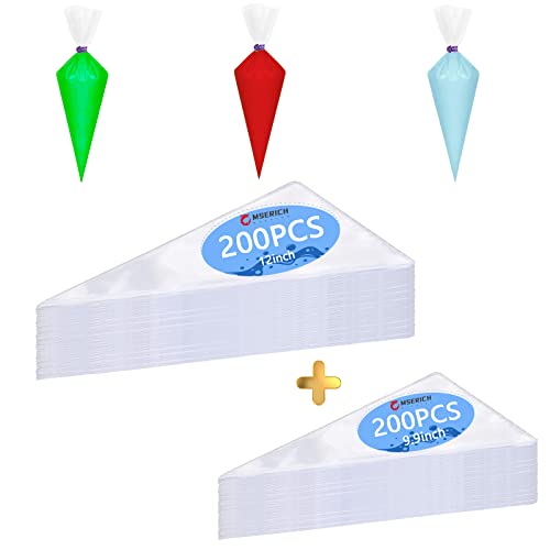 400 Pcs Disposable Piping Icing Pastry Bags 9.9 Inch and 12 Inch Cake Cream Cupcake Combination Decorating Bag for Cream Icing Frosting Cookie Cake Decorating Supplies(Super Strong)