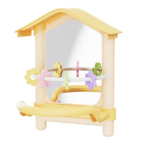 Espejo para pájaros para jaula, asiento para pájaros con espejo, accesorio para jaulas de interior y exterior, adecuado para jardín, balcón, terraza, alféizar de ventana y gallinero
