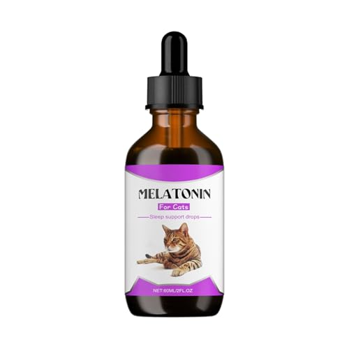 WJnflQN Ayuda para dormir para gatos – Gotas de dieta de 60 ml | Ayuda relajante para viajes en coche, separación de tormentas eléctricas, nuevo entorno, aseo ruidoso, hogares y visitas veterinarias