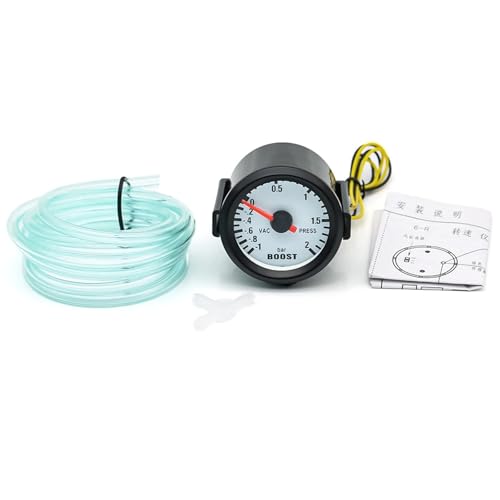 Indicador de impulso 1-2 bar de 52mm con puntero y luz azul para coche de gasolina 12V