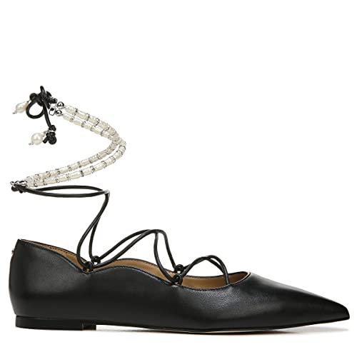 Sam Edelman Winslet Ivory Leather Lace-Up Pearl Beaded Pointed Toe Flats Shoes3