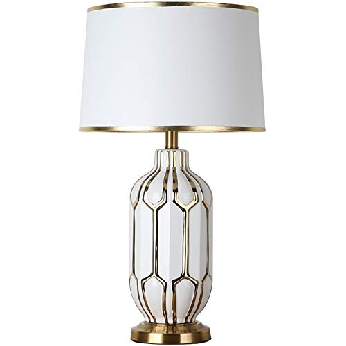 Lampe salon chinois Lampe de table en céramique Lumière Luxe Post Modern Minimaliste Table Céramique Lampe de chevet nordique Salon Chambre lampe Modèle Chambre Hôtel Golden Décoration (Color : A)