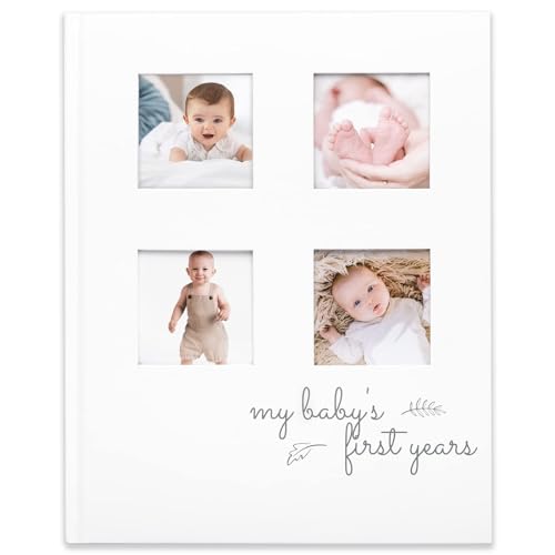 Baby Memory Book for Girls, Boys - 66 Pages Hardcover First 5 Years Newborn Journal, Milestone Baby Book Keepsake for New Parents, Minimalist Gifts, Milestone Photo Album,Gender Neutral(Alpine White)