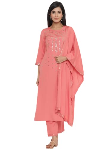 Women's Rayon aari tari Work Kurti With Pant With Rayon Dupatta