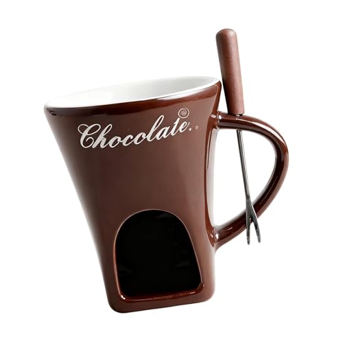 RMWHGDUL Taza de Cerámica Multifuncional para Fondue, Ideal para Dulces, Quesos Derretir Chocolate Y Preparar Aperitivos, MarrÓn, Individual
