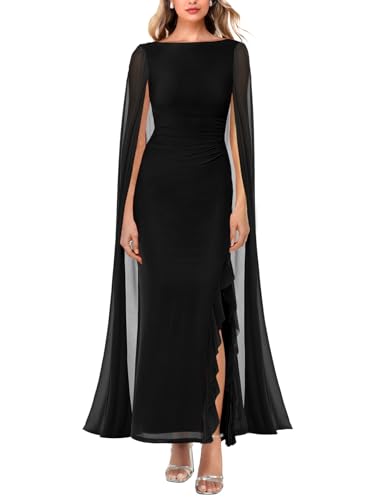 Lrady Women's Formal Evening Gowns High Split Ruffle Wedding Gues...