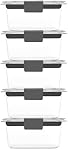 Rubbermaid 10-Piece Brilliance Food Storage Containers with Lids for Lunch, Meal Prep, and Leftovers, Dishwasher Safe, 1.3-Cup, Clear/Grey